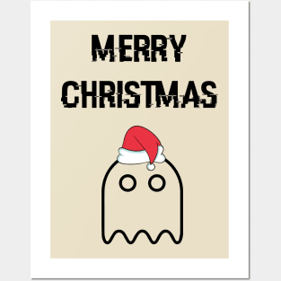 Pacman Ghost Merry Christmas Posters and Art